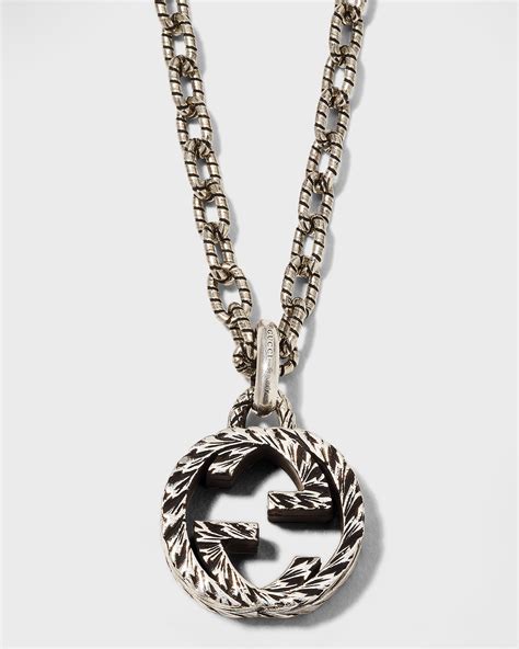 gucci silver interlocking g pendant|gucci interlocking g necklace men's.